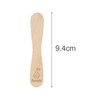 A pack of 100 wooden ice cream spoons, each 9.4cm long, featuring a light wood colour and a logo design.