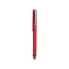 A red pen with a chrome clip and trim, featuring a sleek design and a shiny finish.