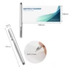 A silver pen with a retractable design and a banner display area. Features a 0.5mm refill mechanism.