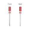 A red screwdriver-shaped ballpoint pen with a silver barrel, featuring a front and back view. It has a logo.