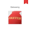 A red machine-stitched PU handball with a textured surface and a branding logo.