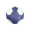 A machine-stitched handball in purple and white, featuring a classic hexagonal pattern and a logo.