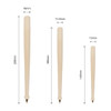 A wooden baseball bat-shaped pen in a light colour, with three size variations and a logo on the side.