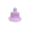 A plush purple bucket hat with a small octopus plush attached on top, featuring a cute face and smiling expression.