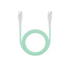 A mint green 100W fast charging cable with white connectors, featuring a logo on the connectors.