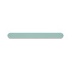 A double-sided polished nail file in light green with rounded edges. It has a simple design and features a logo.