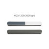 A pack of 10 triple-sided nail files in grey and white, featuring 600/1200/3000 grit options.