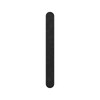 A black professional straight shape nail file with rounded ends and a textured surface. It features a branding logo.