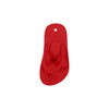 A red thong-shaped fridge magnet with a textured design and a hole for easy attachment.