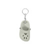 A paw shape clog shoe keyring in light grey, featuring a silver keyring attachment.