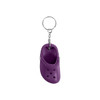 A purple clog shoe keyring with a silver chain. The keyring features realistic shoe detailing.