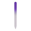 A gradient glass nail file featuring a smooth transition from purple to white along its length.