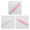 A gradient glass nail file with pink and clear sections, featuring a smooth finish and a subtle logo.