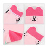 Ear-shaped crew socks in pink with playful designs, featuring a contrasting pink cuff and a logo.