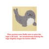 A pair of socks featuring a grey seal design on a yellow background, with a fluffy texture and a logo.