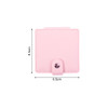 A pink square folding pocket mirror with a snap closure, featuring dimensions of 8.5 cm by 8.5 cm.