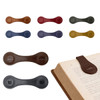 A collection of PU leather magnetic bookmarks in various colours including brown, navy, burgundy, and mustard.
