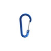 A blue D Type aluminium alloy carabiner hook featuring a silver wire gate and a smooth finish.