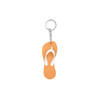 An orange and white thong-shaped EVA floating keychain with a metal keyring and chain attachment.