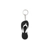 A black and white thongs-shaped EVA floating keychain with a metal keyring.