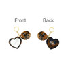 A heart-shaped keyring featuring a mini acetate mirror and comb, in tortoiseshell pattern with a branding logo.