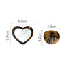 A heart-shaped acetate mirror and comb keyring in brown tones, featuring a small hole for attachment.