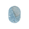 A portable acetate hair comb in a blue marbled design featuring a mirror. The comb has a smooth, curved shape.
