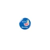 A round blue sticker mockup featuring a lightbulb design and the text "Good Work" in red and white.