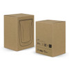 A glassware product box featuring a double wall glass with a minimalist design, in a natural brown colour.