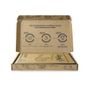 A cardboard box with printed instructions, featuring a logo, nested items, and an open flap design.