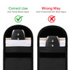 A black PU Faraday signal blocking pouch with an inner pocket for blocking signals, featuring a key fob.