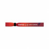 A vibrant red wristband featuring a gradient design with an adjustable clasp and a logo.