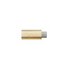 A gold USB data blocker with a metallic silver end, designed for fast charging. It features a simplistic, sleek design.