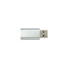 A USB data blocker in a silver casing, featuring a standard USB connector with two blue ports.