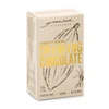 A box of drinking chocolate in beige with a logo, featuring ingredients and gluten-free, vegan labels.