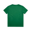 A green youth t-shirt with a simple design and a smooth fabric texture, featuring a logo on the back.