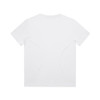 A plain white youth t-shirt featuring a round neckline and short sleeves. It has a logo on the back.