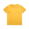 A yellow kids' t-shirt displayed flat. The shirt features a tag inside and has a simple design with no graphics.