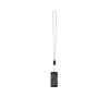 A smartphone lanyard in black with a built-in 5-in-1 charging cable and a detachable attachment.