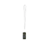 A recycled plastic smartphone lanyard in black, featuring a built-in 5-in-1 charging cable and a logo.