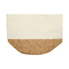 A bread basket featuring a cream upper section and a cork lower section, with a simple design and a logo.