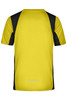 Men's running T-shirt in fluorescent yellow with black detailing, featuring a logo on the design.