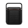 A black Hudson Bluetooth speaker featuring a top control panel and a handle for portability.