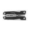 A multifunction tool featuring a black and silver design with a logo, showcasing a compact and sleek appearance.
