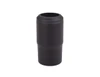 A drink bottle in matte black with a cylindrical design, featuring a top opening and a smooth, sleek finish.