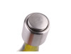 A drink bottle featuring a metallic wine stopper with a brushed finish and an embossed label.