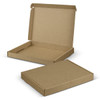 A brown cardboard die cut box with a locking lid, shown open and closed, featuring a simple design and no branding.