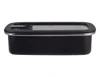 A rectangular stainless steel container in black, featuring a lid and a logo. It has a capacity of 700ml.
