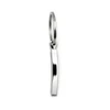 A silver keytag with a sleek, polished design, featuring a keyring for attachment.