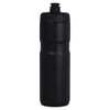 A drink bottle in black, featuring a screw top, made of durable material, with a logo on its side.